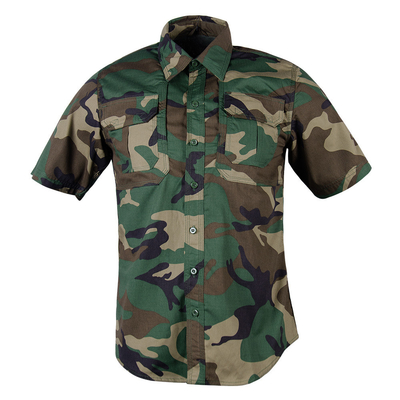Summer Breathable Quick Dry Stand-Up Collar Tactical Shirt Camouflage Short Sleeve