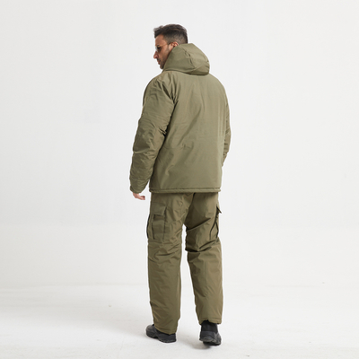 Military Style Winter Coat Cotton Lined Zipper Closure Green
