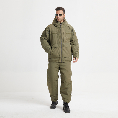 Military Style Winter Coat Cotton Lined Zipper Closure Green