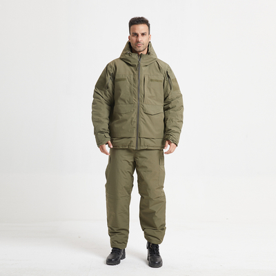 Military Style Winter Coat Cotton Lined Zipper Closure Green
