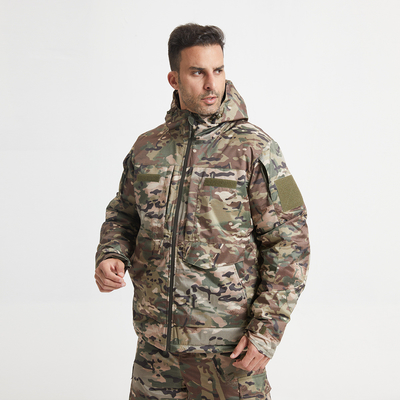 Military Style Winter Coat Cotton Lined Zipper Closure Green