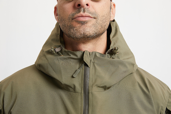 Military Style Winter Coat Cotton Lined Zipper Closure Green