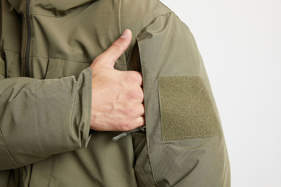 Military Style Winter Coat Cotton Lined Zipper Closure Green