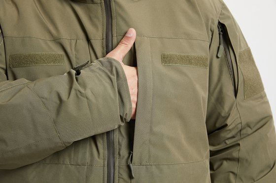 Military Style Winter Coat Cotton Lined Zipper Closure Green