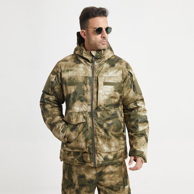 Military Style Winter Coat Cotton Lined Zipper Closure Green