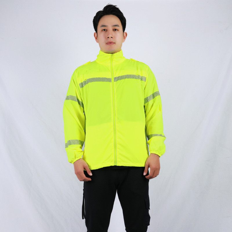 Breathable Fluorescent Long Sleeve Work Shirts Sun Protection Mesh Fabric Fluorescent Safety Shirts